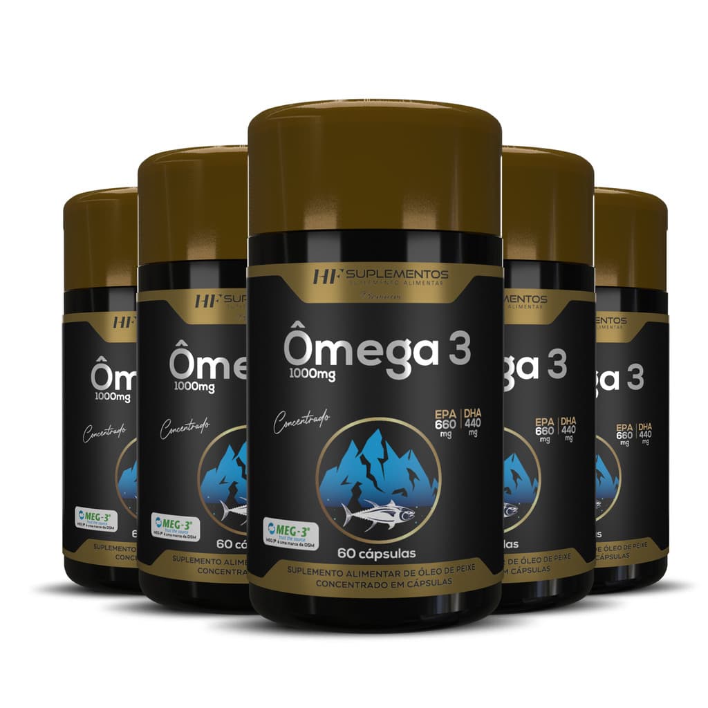 5X OMEGA 3 OLEO DE PEIXE CONCENTRADO SEM SABOR 1450MG 60CAPS