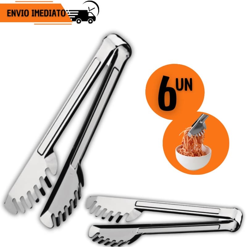Pegadores de Massa 6/ 4 ou 2 Unids Serrilhado Inox para Macarrão Petiscos Salada Massa Buffet Copa