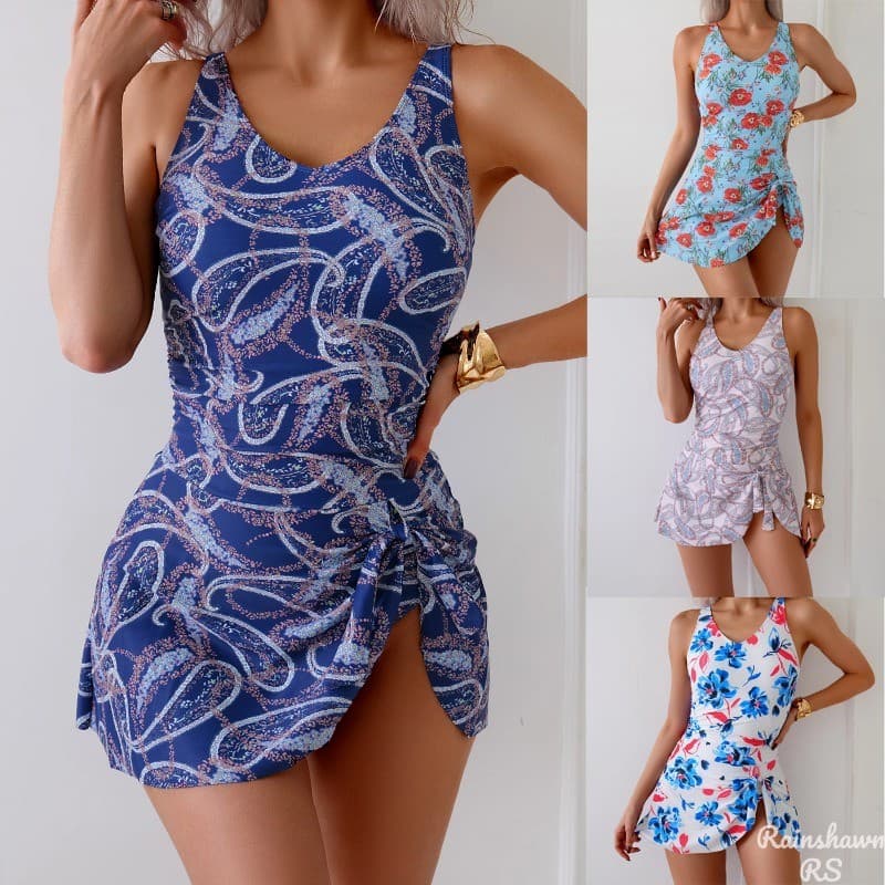 RS|Maiô Feminino Saia de Maio Feminino Praia Maiô de Uma Peça Saia de Praia Vestido Praia Moda Praia Roupa De Praia