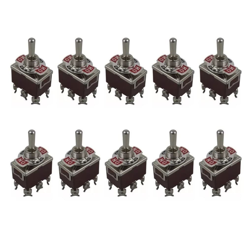 kit com 10 Chave Alavanca Pulsante Dois Lados Kn-223 (on/off/on)
