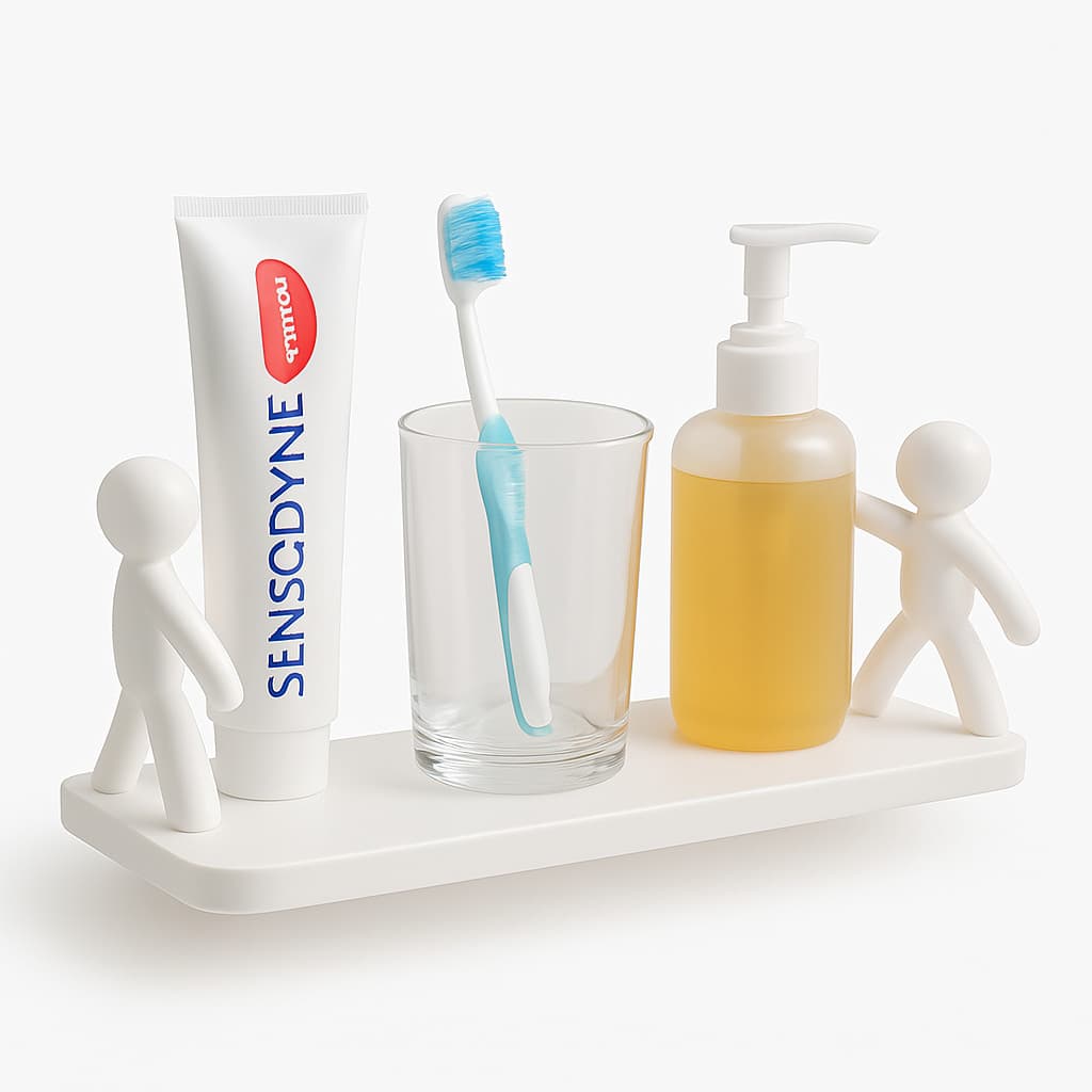 Suporte Organizador de Bonecos Para Cozinha Banheiro com Adesivo Plástico Branco
