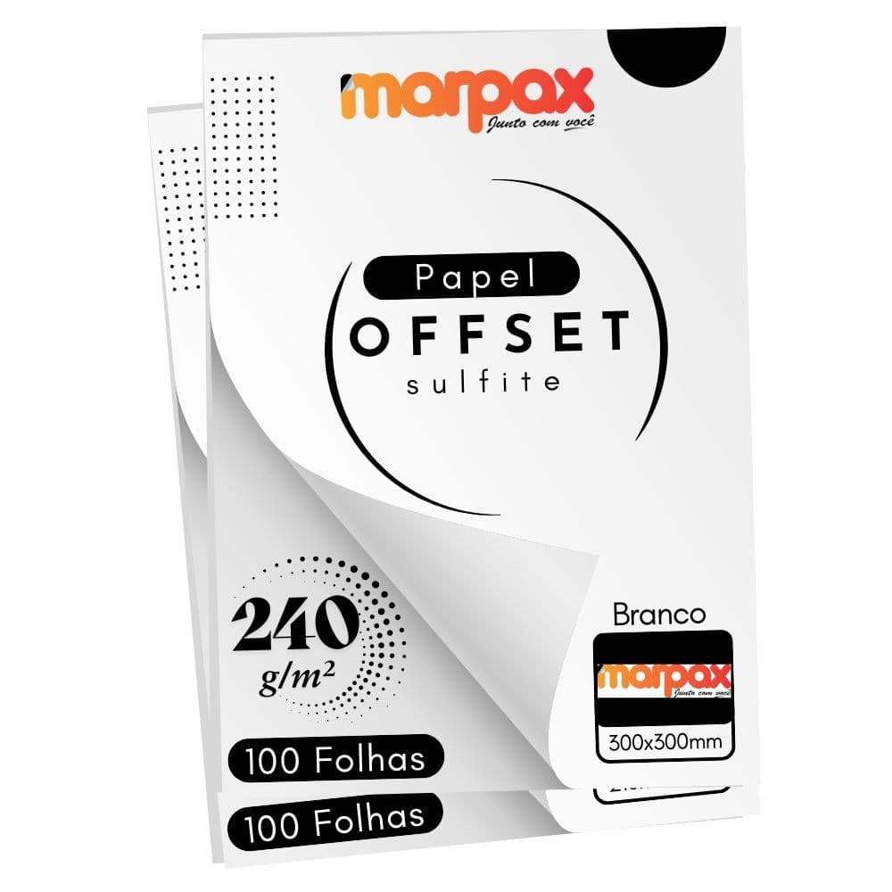 Papel Offset 240g 300x300mm Branco Marpax 200 fls