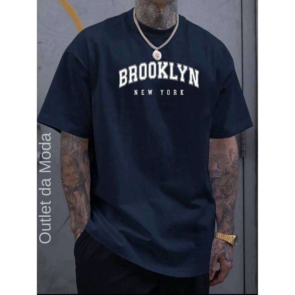 Camiseta Masculina BROOKLYN BCO Camisa 100% Algodão Malha Premium