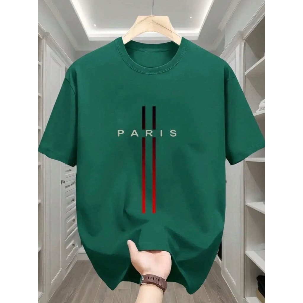 Camiseta Masculina Paris Camiseta 100% Algodão Confortável Camisa 30.1 Penteada Minimalista