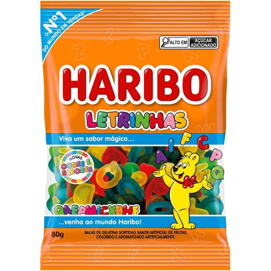 Kit C/ 2 HARIBO Bala De Gelatina Frutas Letrinhas Haribo 80G