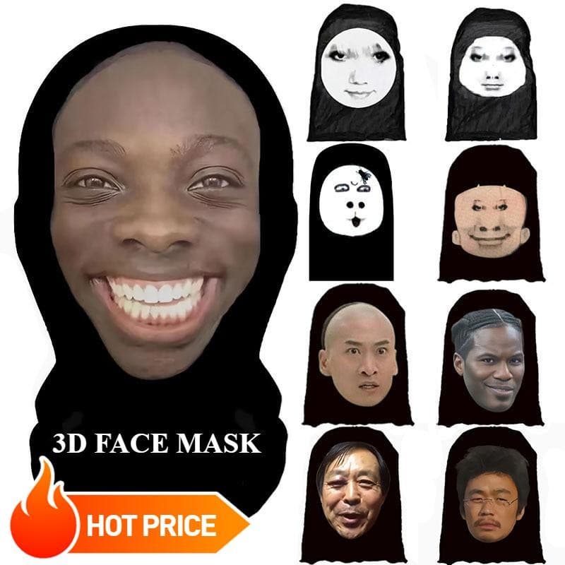 Máscara Facial 3D Fofa Moda Engraçada Protetor Solar Arnês Balaclava Capacete Forro Cachecol