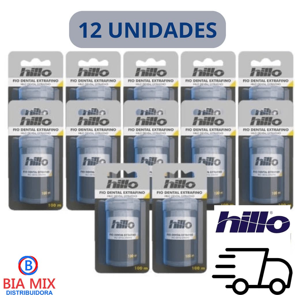 Kit 12 Fio Dental Hillo Extra Fino 100 Metros - Caixa com 12 unidades - Econômico  Promoção