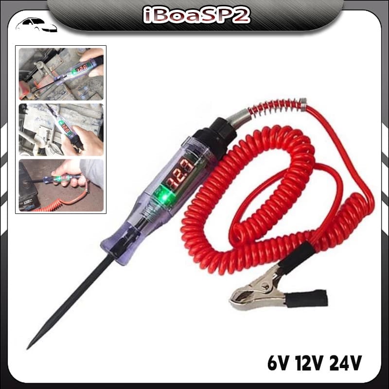 6V 12V 24V DC Testador De Circuito De Tensão De Caminhão De Carro Display Digital Caneta De Sonda Longa Lâmpada