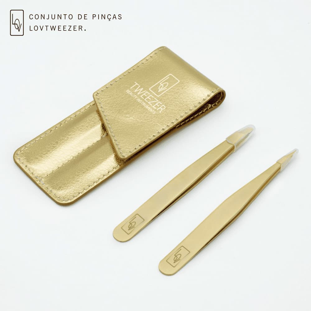 Kit de Pinças Profissionais LovBeauty LovTweezer Gold