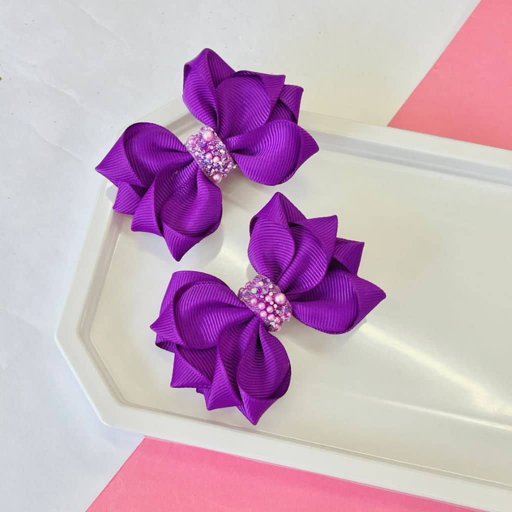 Dupla de Laço Roxo / Duplinha de Laço Infantil / Par de Laço Infantil Roxo / Laço F