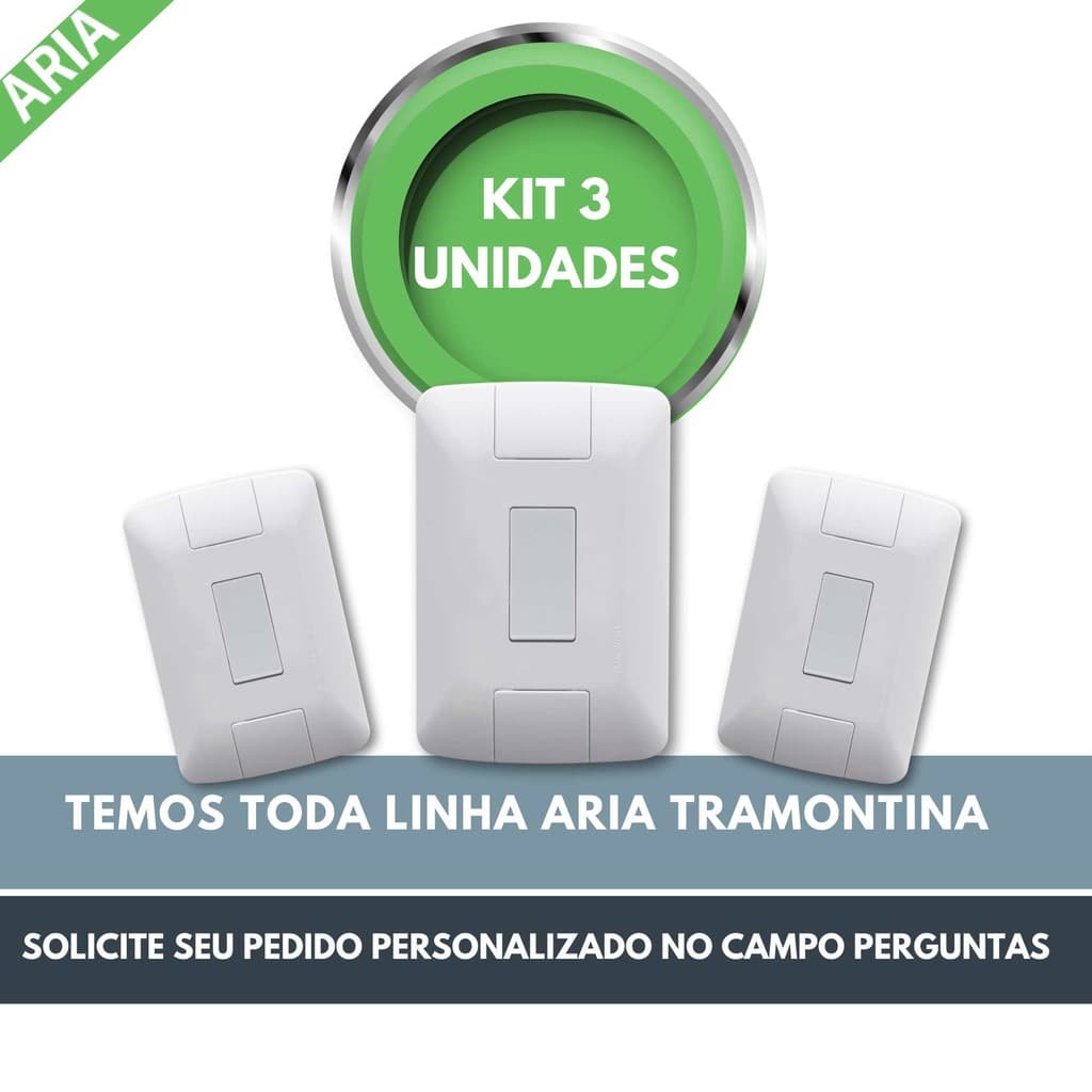 Conjunto Interruptor Simples Tramontina Aria Kit 03 Unidades