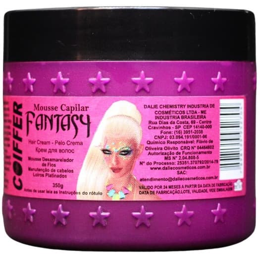 Máscara Matizadora Loiro Fantasy Coiffer 350g, Desamarelador Matizador, Platadinado