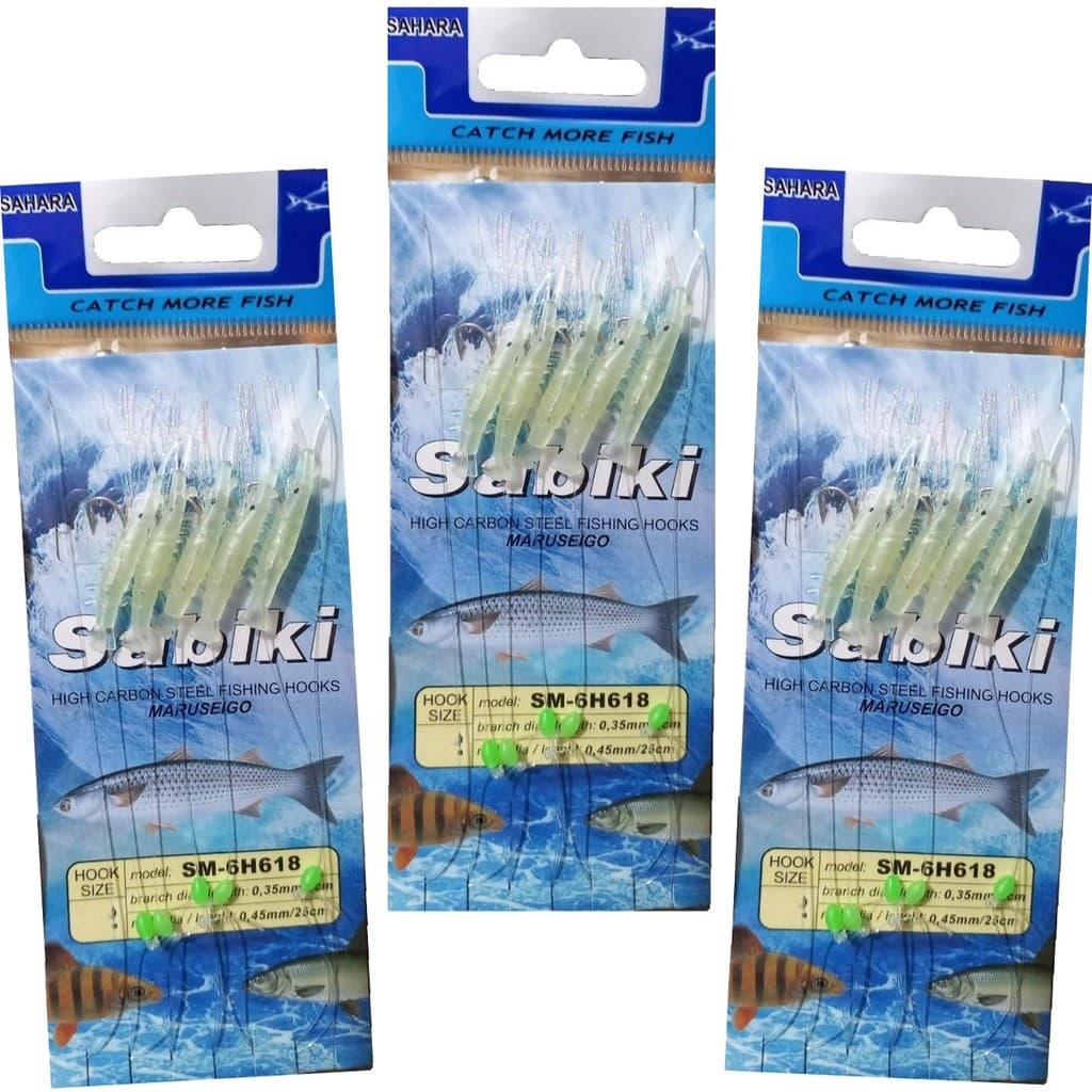 Isca Sabiki De Camarão Brilha No Escuro kit c/3 embalagens