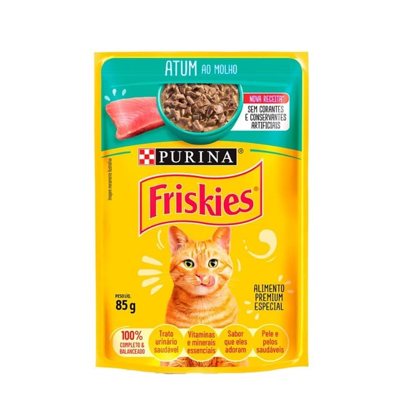 SACHÊ FRISKIES GATOS ADULTOS ATUM AO MOLHO 85G