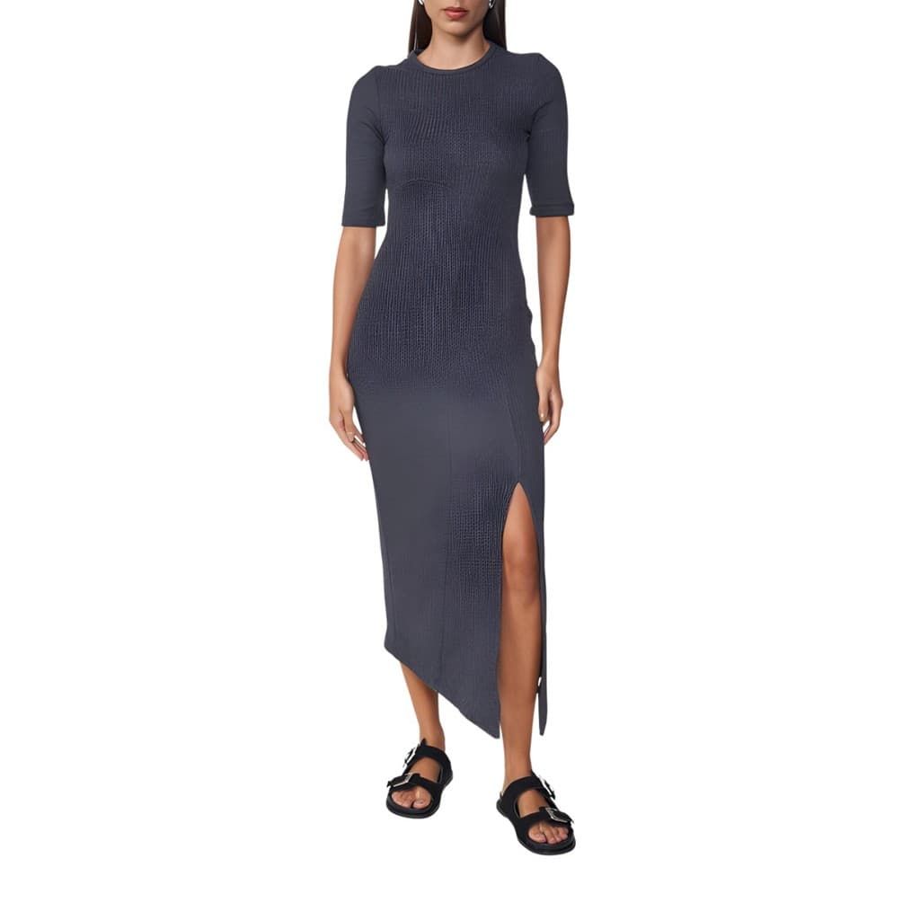 Vestido Canelado Recortes Colcci