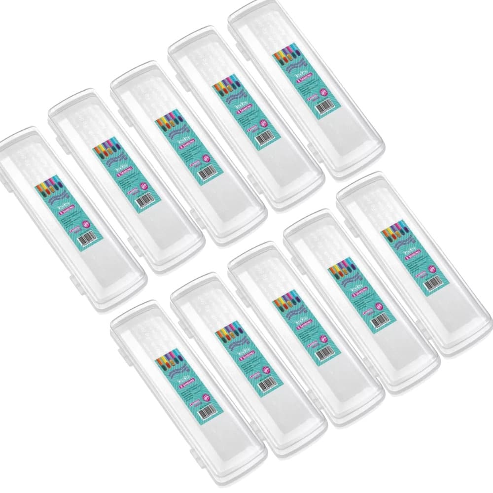 Kit 10 Porta Escova de Dentes Sanremo Transparente Banheiro Plástico Organizador Tampa