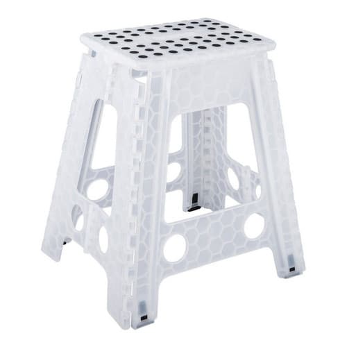 Banqueta Plástica Dobrável 45cm 150kg Para Limpeza Firme Kala Cor Branco