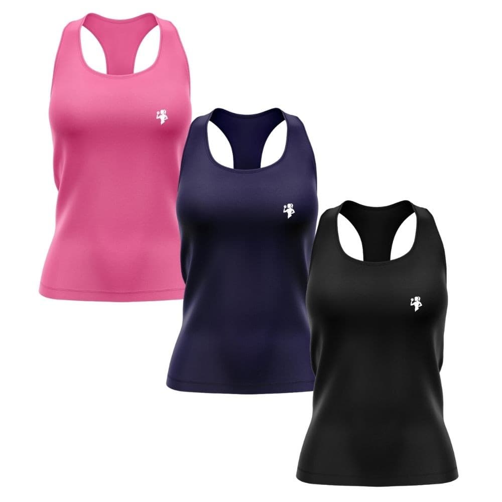 Kit 3 Regatas Nadador Estampada Mulher Malhando