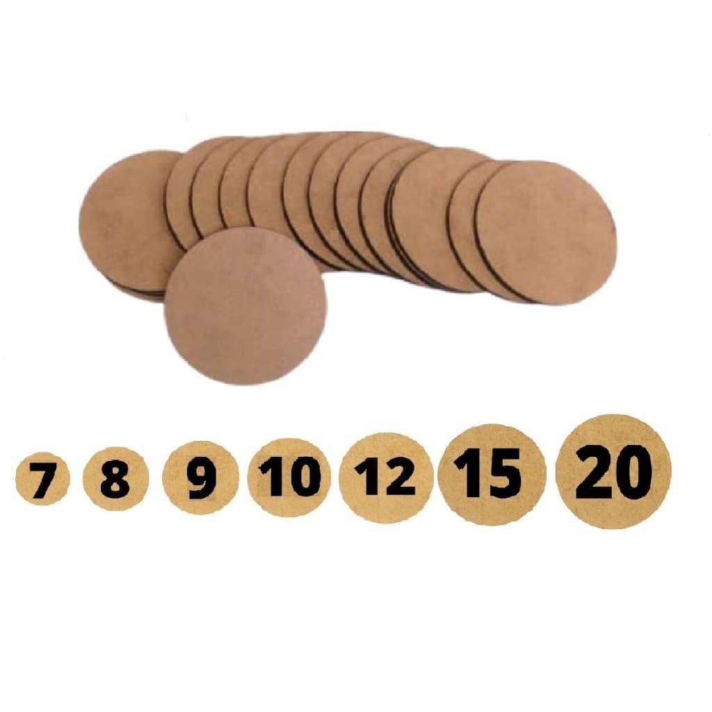 Bolacha de MDF Redonda 7cm Suporte/Aplique para Artesanato e Decoração 100 unid