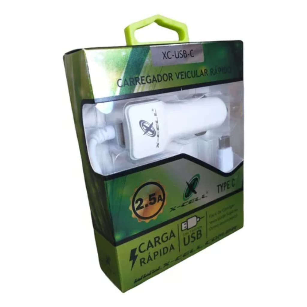 CARREGADOR VEICULAR TIPO C CABO FIXO X-CELL XC-USB-C