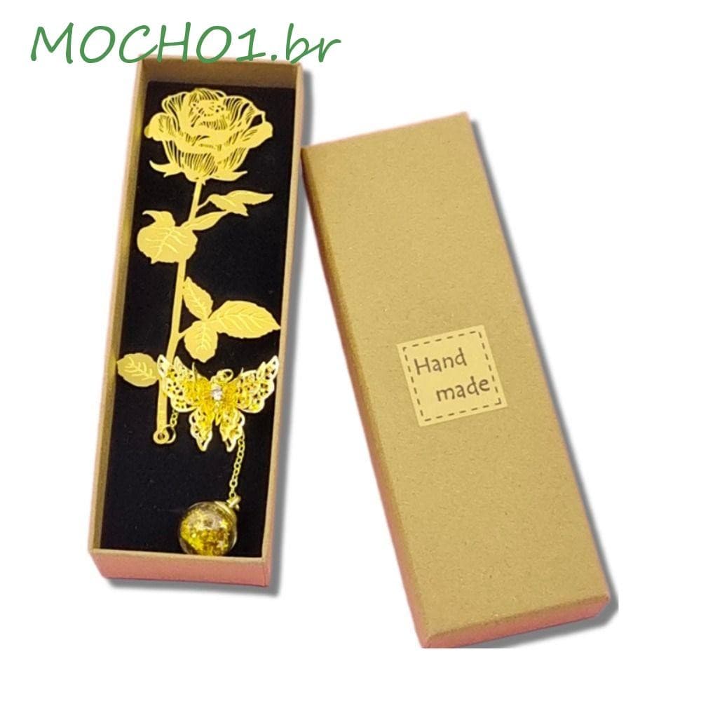 MOCHO1 1 Conjunto De Marcadores De Metal , Vintage Com Caixa Rosa Dourada , Veia De Folha Oca