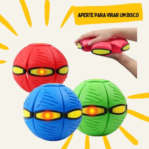 Bola Maluca Pet Disco Voador com Led Disco Brinquedo Transforma Disco Voador Não fura