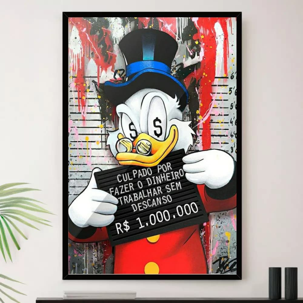 Quadro Tio Patinhas Fazendo Dinheiro Decorativo A3 35x45cm