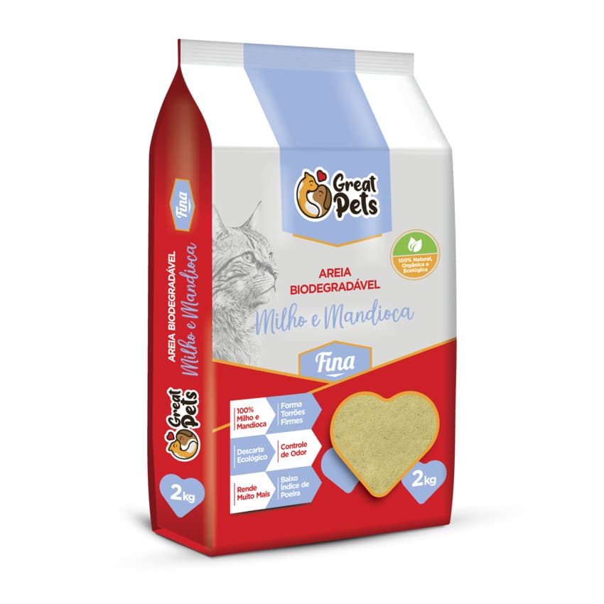 AREIA GREAT PETS BIODEGRADÁVEL FINA 2KG