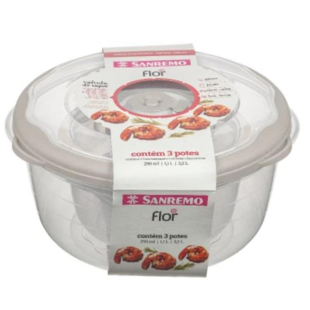 Conjunto 3 Potes Red Plástico Sanremo Transparente / Plástico