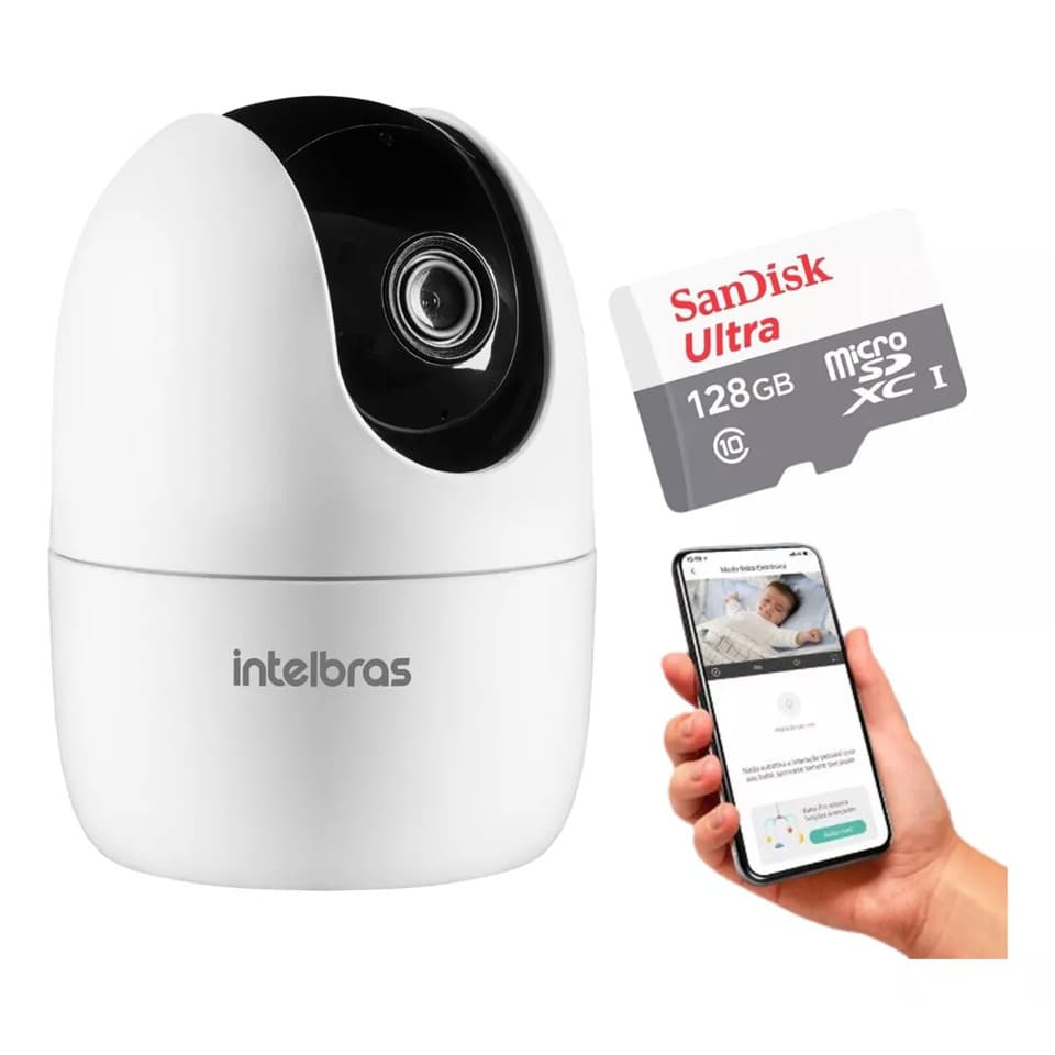 Câmera Ip 360° Full Hd Im4 Mibo Intelbras + Sd 128gb Ultra