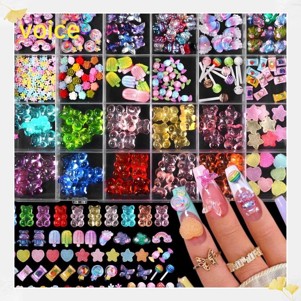 Amuletos De Unhas VOICE , Decorações De Arte De Desenho Animado De Borboleta De Contas De Pirulito , Acessórios Cores Mi
