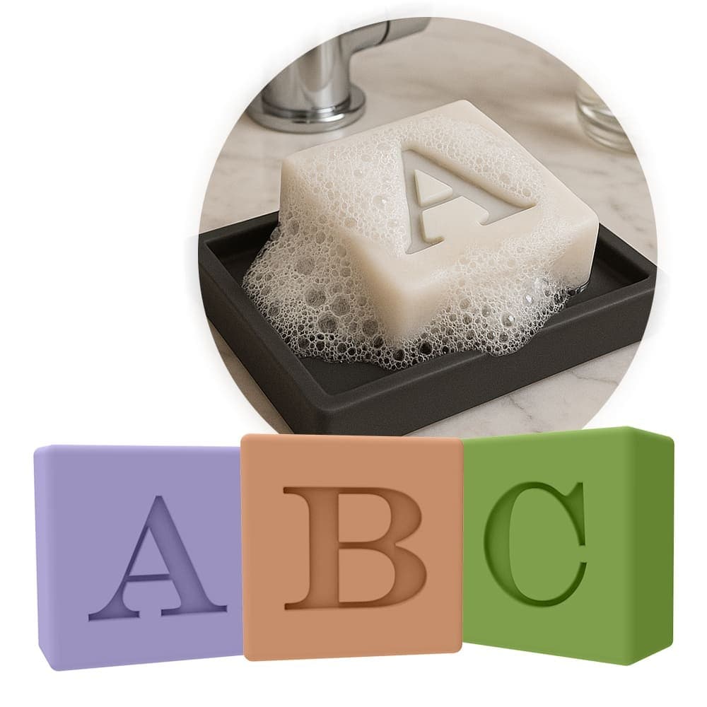 Forma de Silicone Letra Quadrada do A-Z | Presentes Artesanais, Sabonetes, Velas, Gesso e Resina