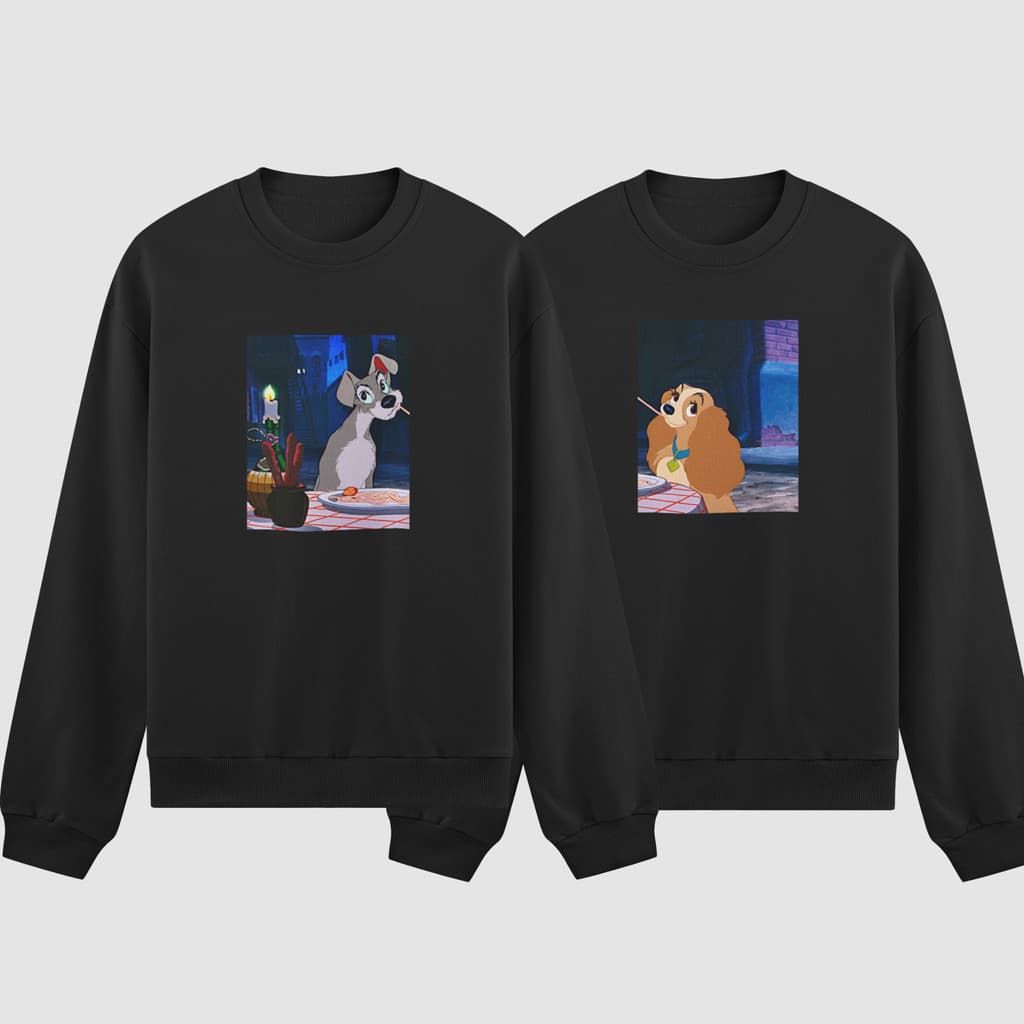 Kit Moletom Casal A Dama E O Vagabundo Blusa De Frio 100% Algodão Flanelado