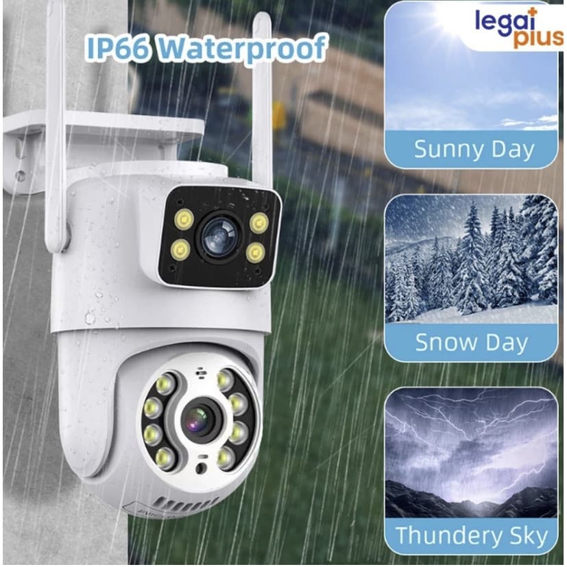 Câmera de Segurança WiFi 8MP Dual Lens PTZ | Visão Noturna Colorida | Detecção Humana IA | Áudio Bidirecional | IP66