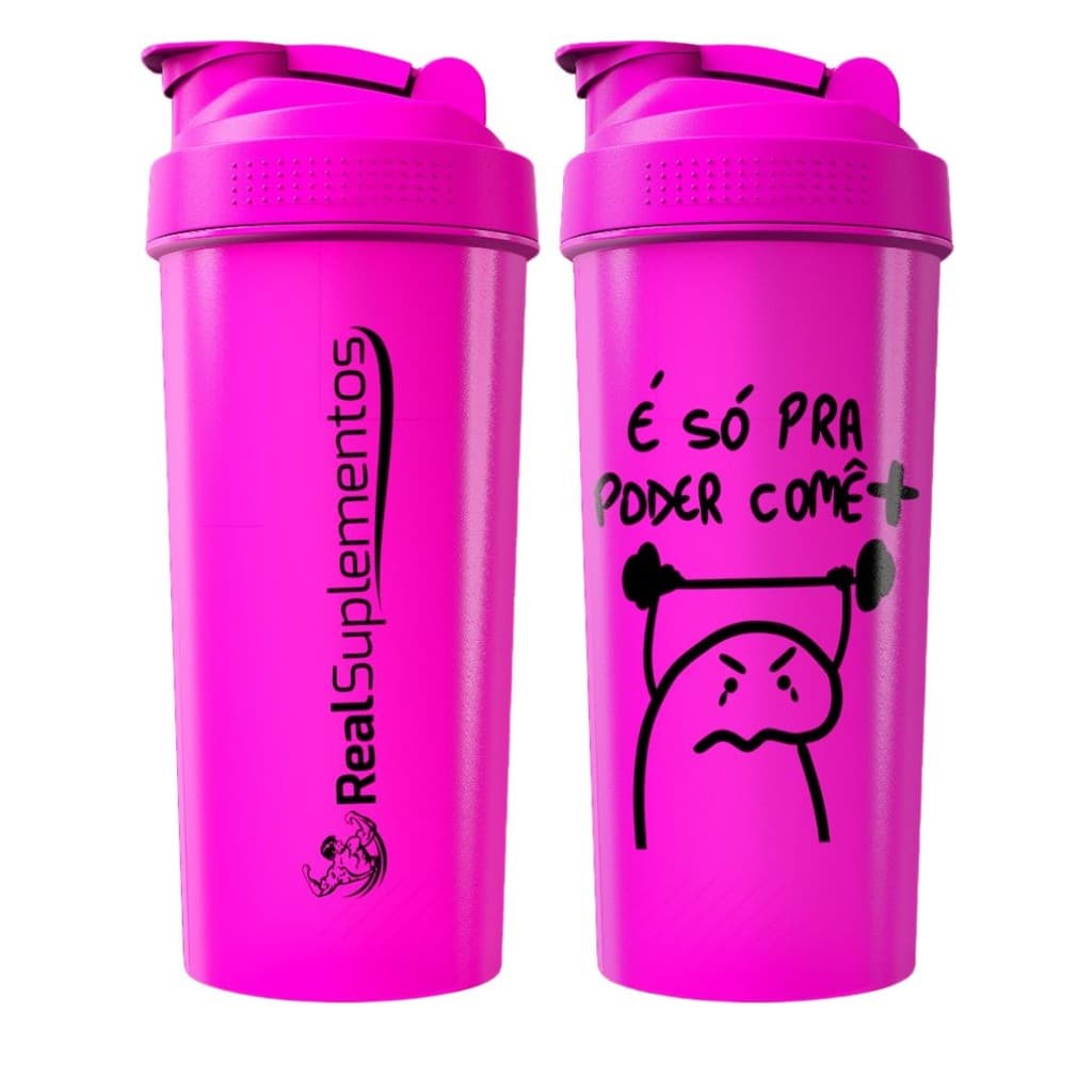 Coqueteleira Shakeira Academia Real Suplementos 600ml Estampada Livre De BPA Com Mola Inox Original
