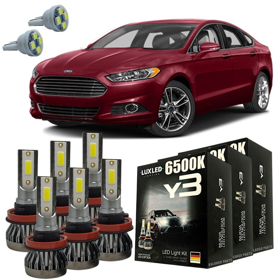 Kit Lâmpadas Super Led Y3 Ford Fusion 2006 A 2016 Farol Alto Baixo Milha + Pingo T10 - Lâmpadas de Led