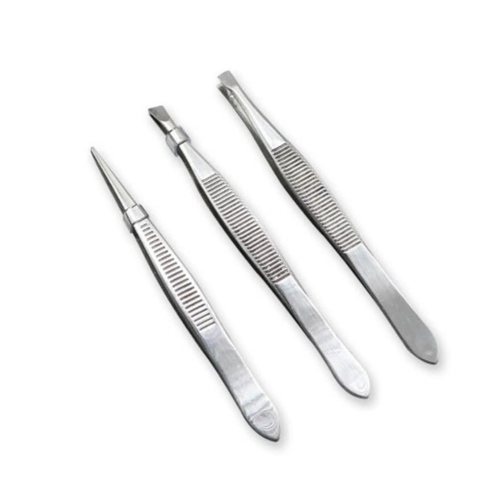 Conjunto de 3 Pinças Para Designer de Sobrancelhas-3-Ponta Reta (S15)