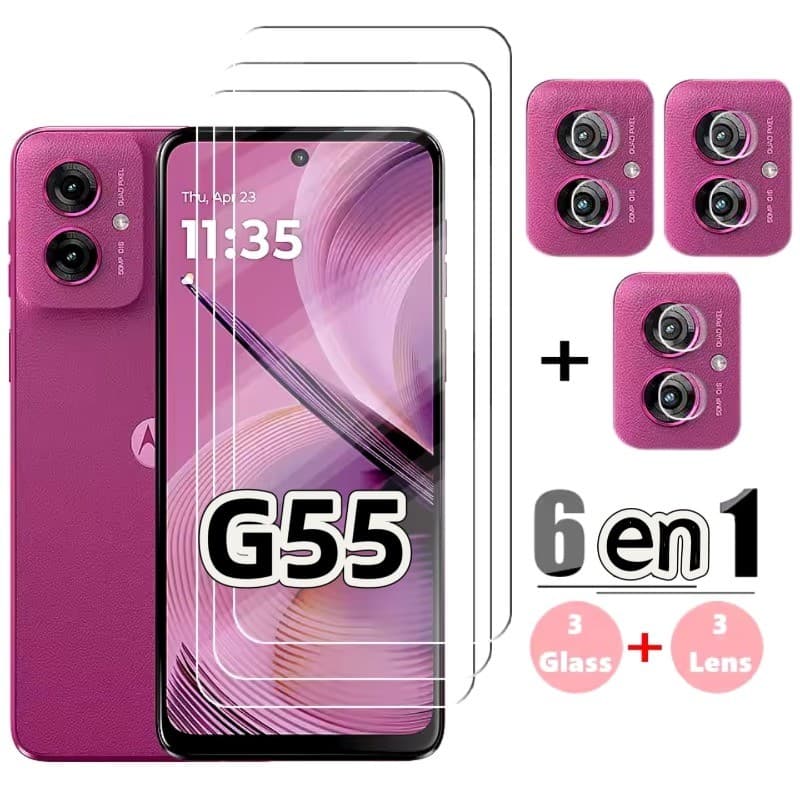 Película vidro Transparente sem Borda preta Motorola Moto G55 G35 G05 G15 G56 G86 e Câmera de vidro
