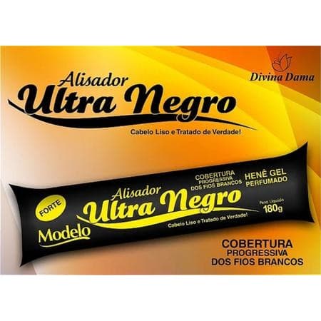 Henê Ultra Negro Alisador Divina Dama 180g Preto Azulado Bisnaga