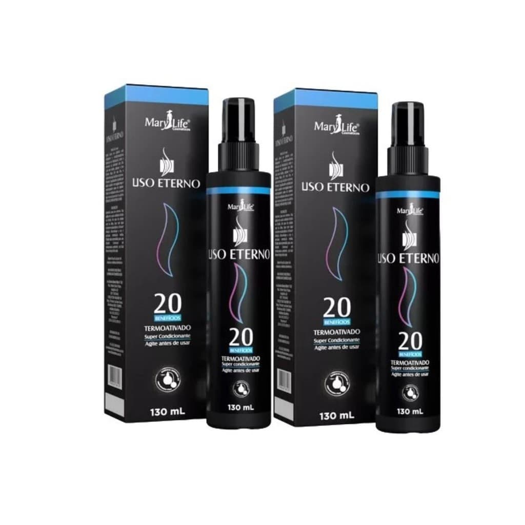 Kit c/ 2 Spray Condicionante Termoativado Liso Eterno 20 Benefícios Mary Life 130 ml
