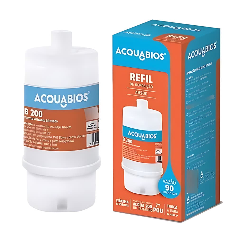 Refil Filtro Blindado Acquabios Tripla Filtração Ab200 Rosca 1/2"