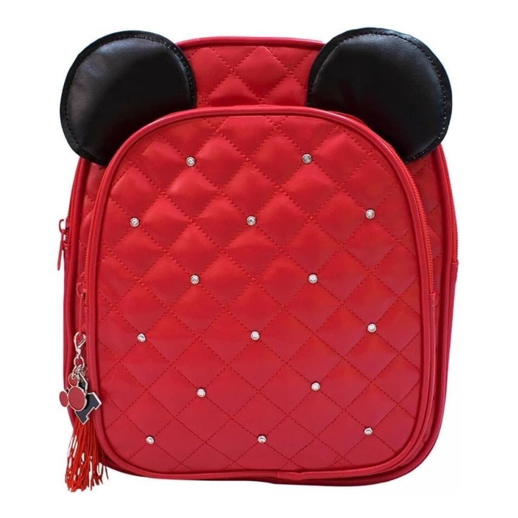 Mochila Costas Vermelha Orelhas Mickey 26x30x10cm Disney