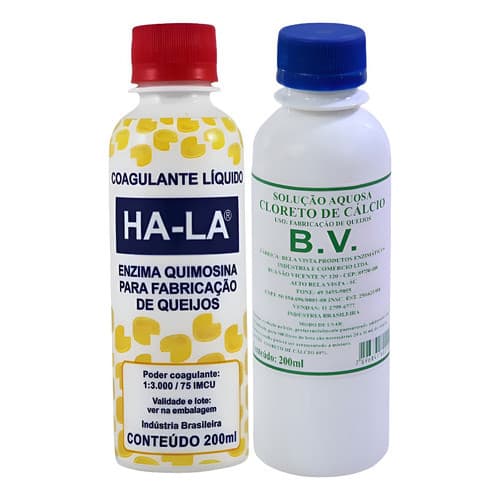 Kit Queijo Minas - Coalho Ha-la 200ml +cloreto De Cálcio 40%