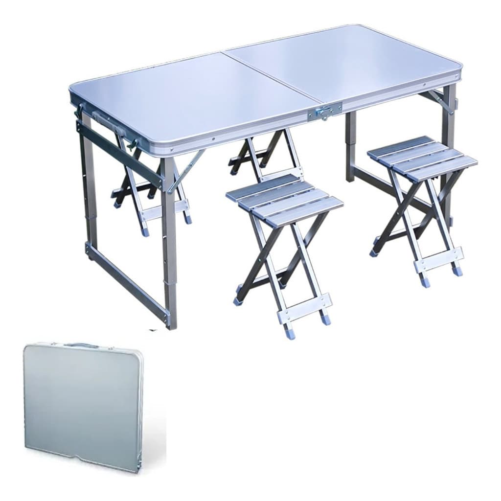 Mesa Dobrável Com 4 Cadeira Portátil Maleta Camping E Praia
