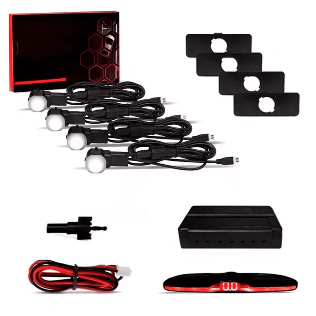 Sensor de Estacionamento 4 Pontos OEM Prata 16.50mm com Plug e Visor LED JR8