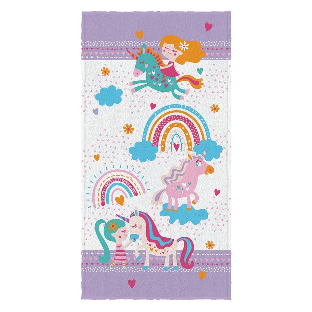 Toalha Felpuda Estampada Unicórnio 60 cm x 1,10 m