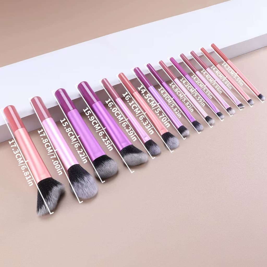 8/12/14 Conjunto de Escova de Maquiagem Profissional com Escova em Pó Solto e Escova de Pó Blush