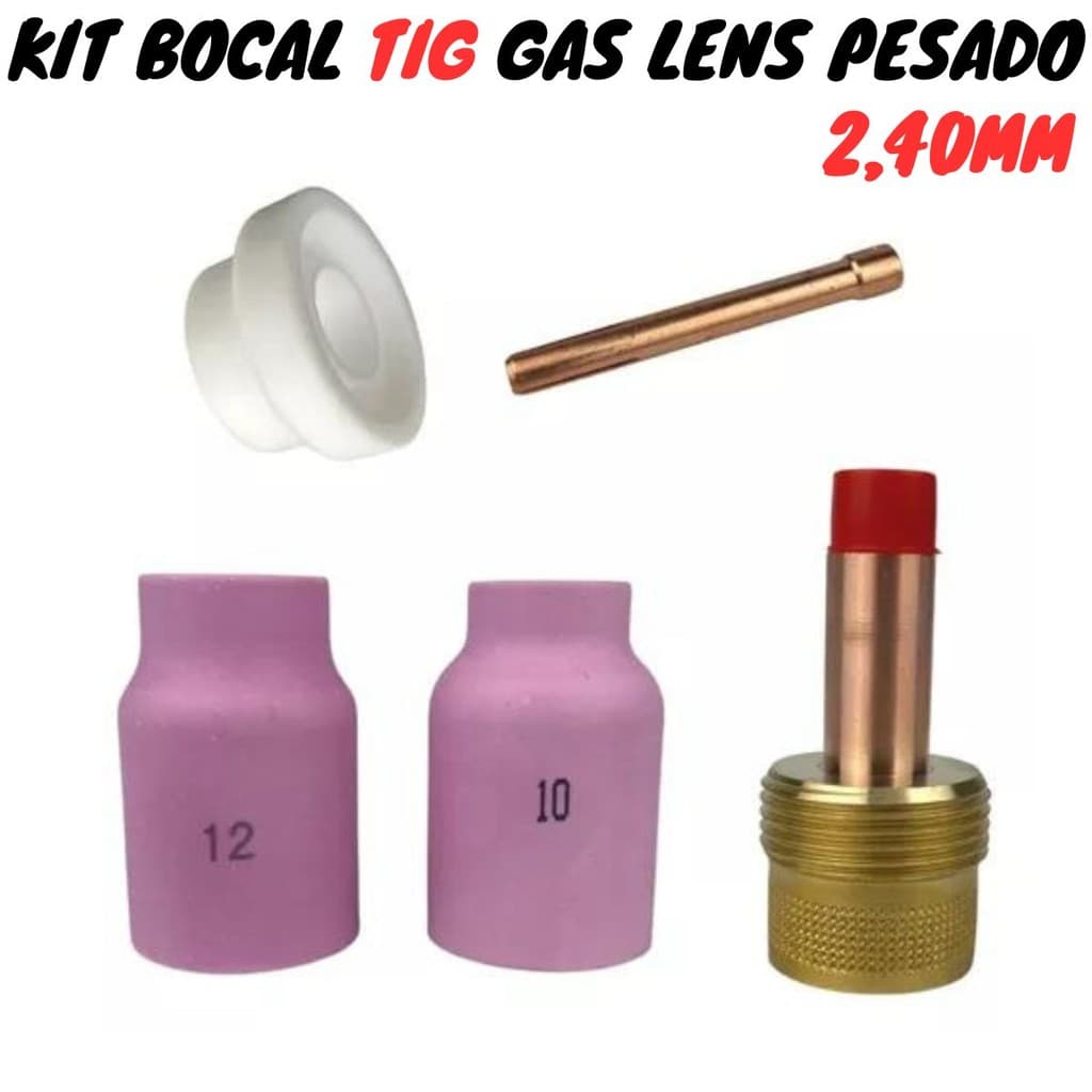 Kit Bocal Tig Gas Lens Pesado 2,40mm - Soldaforte