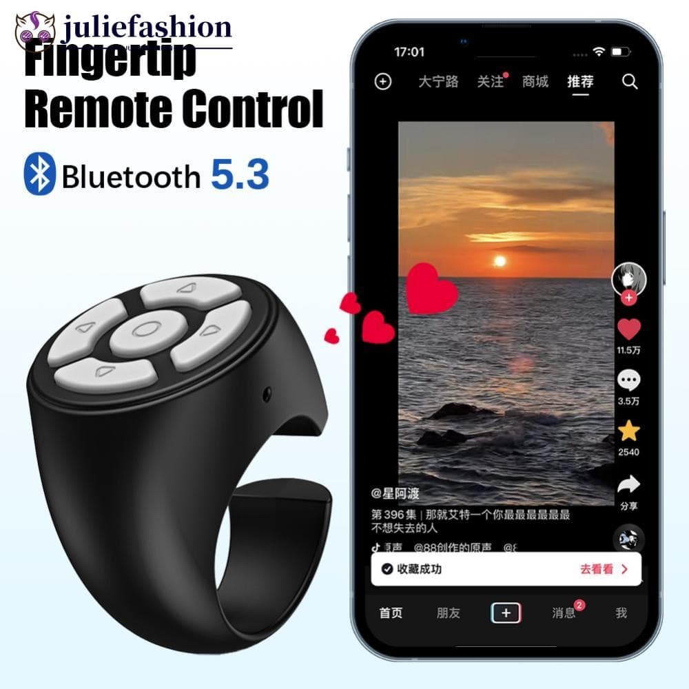 JULIEFASHION Portátil Blutooth Controle Remoto Rolagem Dedo Vídeo Do Telefone Móvel Selfie Stick Página Automática Contr