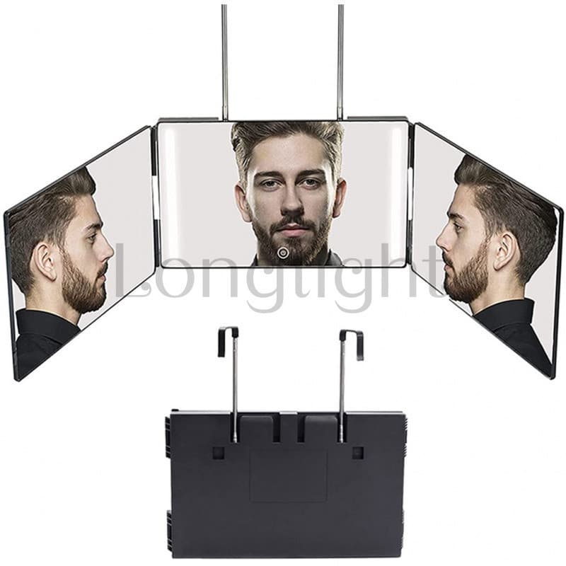 Espelho De Barbeiro Auto-Cortado Com Luzes LED , Vaidade , 360 Para Corte De Cabelo Homens Ver Trás Da Cabeça